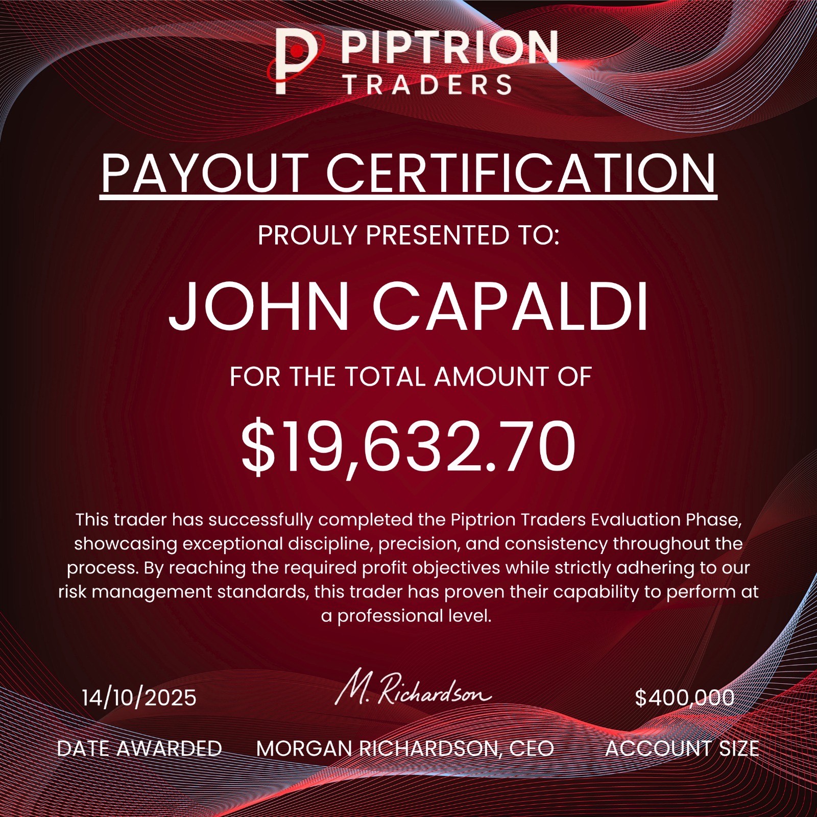 Certificate of Payout